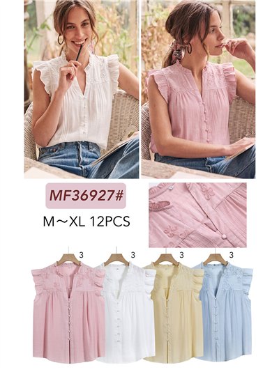 Blusa bordada lentejuelas con volante 2