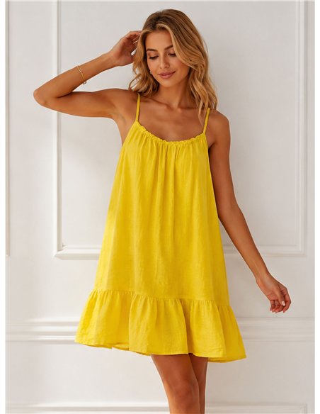 Kurzes Trägerkleid mit Rüschen