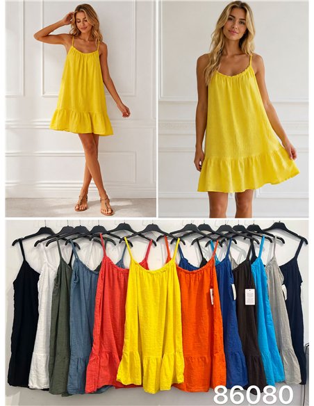 Kurzes Trägerkleid mit Rüschen