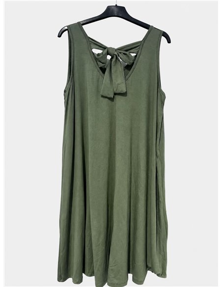 Ärmelloses, schlichtes Kleid mit Rückenbinde