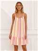Vestido curto com alças estampadas em neon