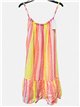 Vestido curto com alças estampadas em neon