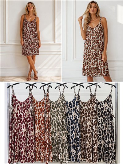 Vestido animal print con tirante trenzado 2