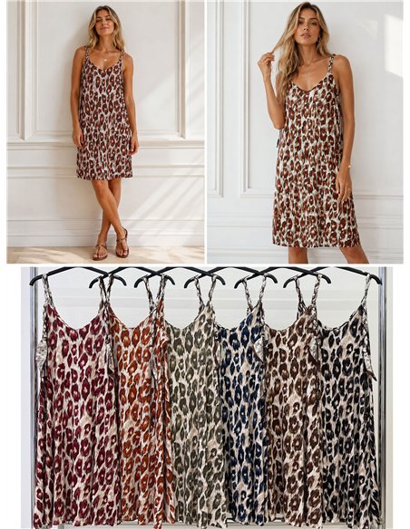 Robe à imprimé animal avec bretelles tressées
