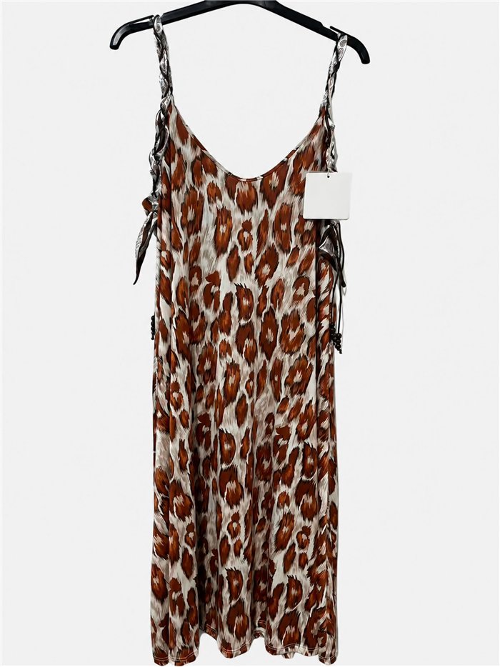 Robe à imprimé animal avec bretelles tressées