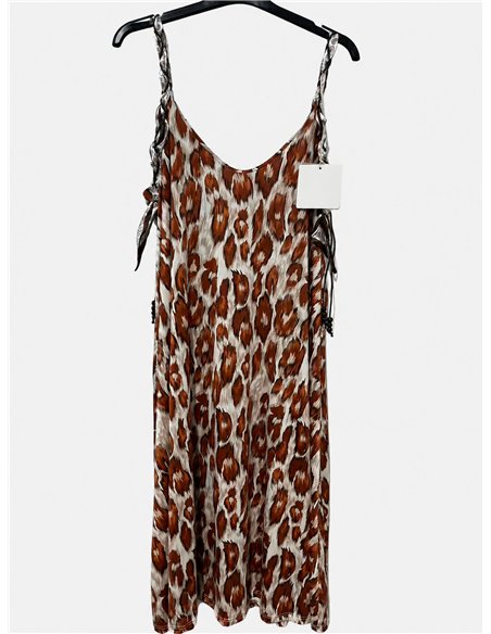 Robe à imprimé animal avec bretelles tressées