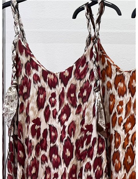 Robe à imprimé animal avec bretelles tressées