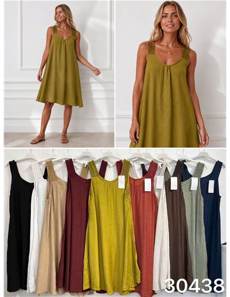 Vestido midi liso con tirante ancho de crochet