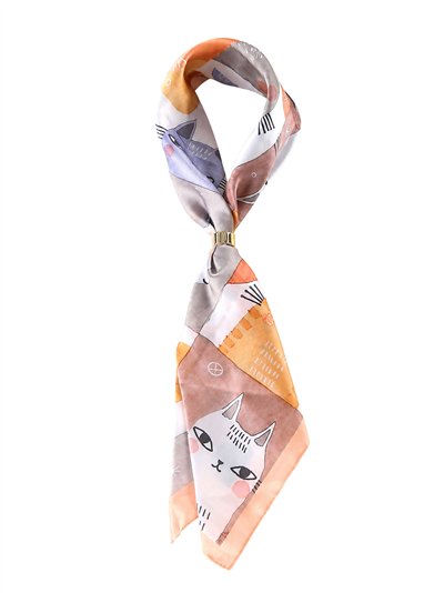 Pañuelo cuadrado estampado gatos