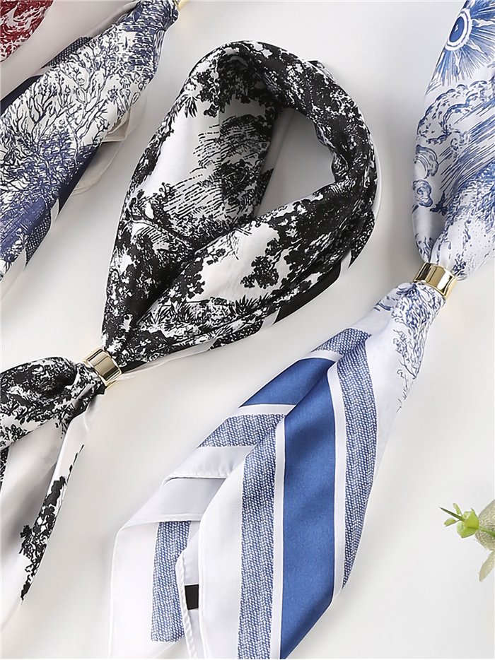 Lenço quadrado com estampa toile