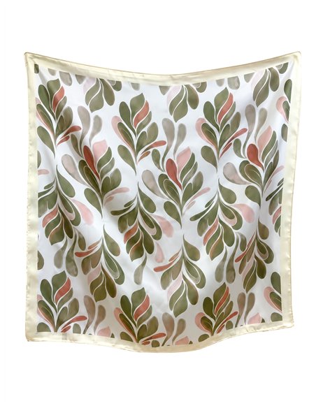 Lenço quadrado com folhas decorativas