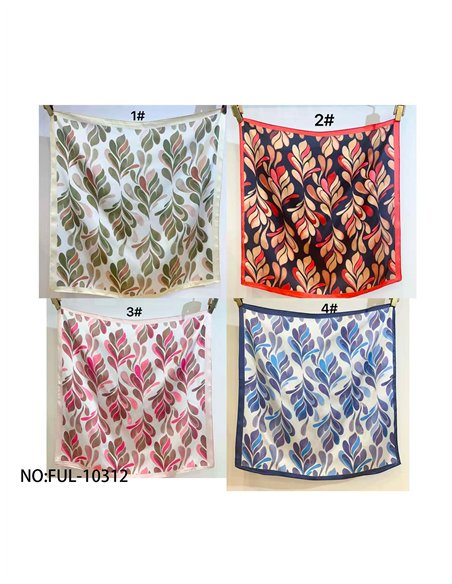 Lenço quadrado com folhas decorativas