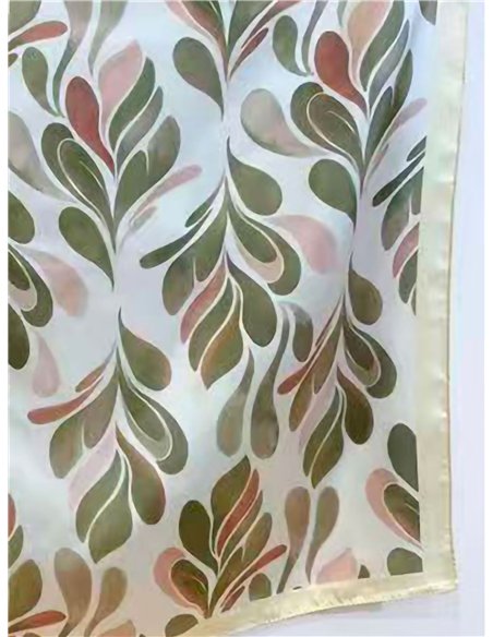 Lenço quadrado com folhas decorativas