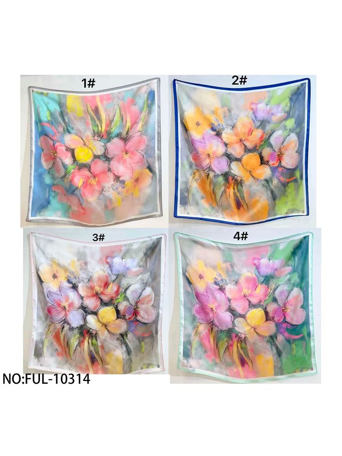 Lenço quadrado com flores desfocadas