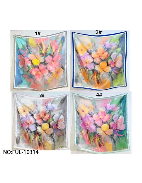 Lenço quadrado com flores desfocadas