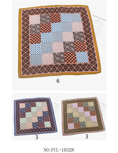 Pañuelo cuadrado patchwork étnico