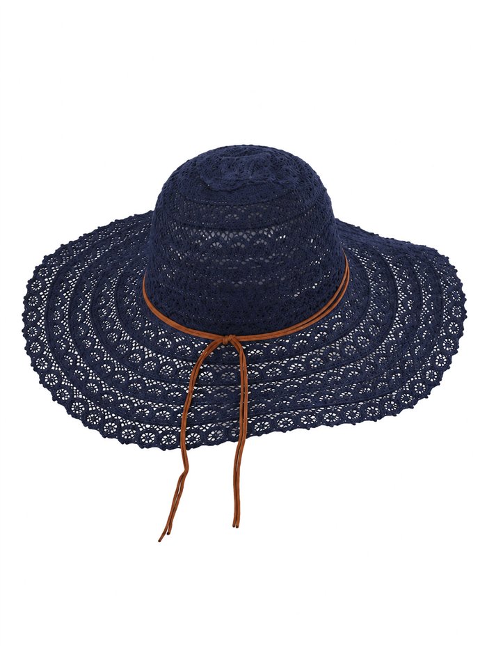 Sombrero calado crochet ala ancha