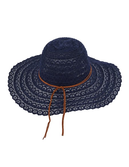 Sombrero calado crochet ala ancha