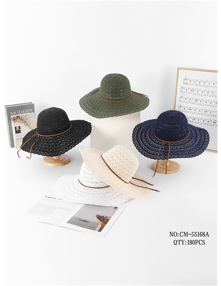 Sombrero calado crochet ala ancha