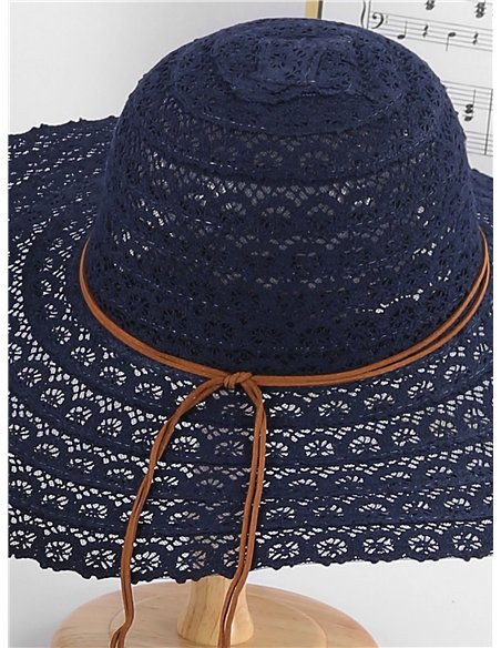 Sombrero calado crochet ala ancha