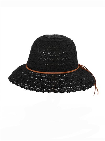 Sombrero calado crochet con cordón