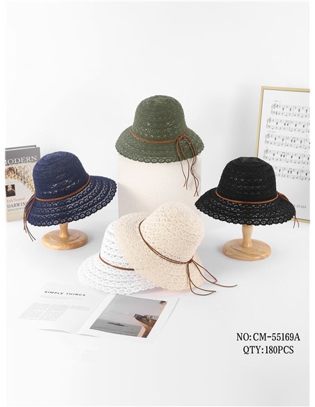 Sombrero calado crochet con cordón