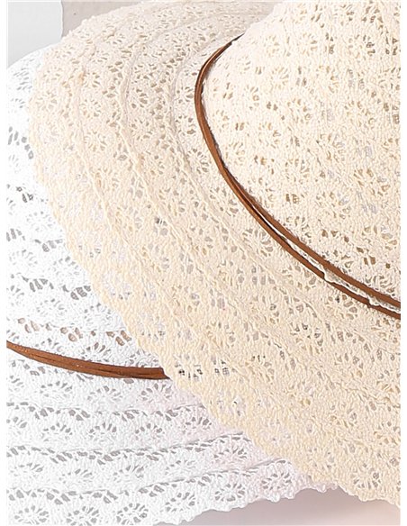 Sombrero calado crochet con cordón