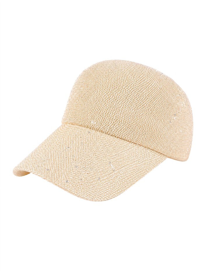 Gorra visera efecto raffia con strass