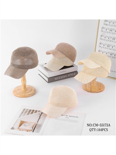 Gorra visera efecto raffia con strass 2