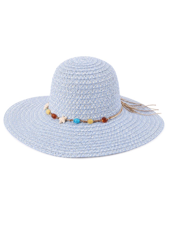 Sombrero de paja con abalorios