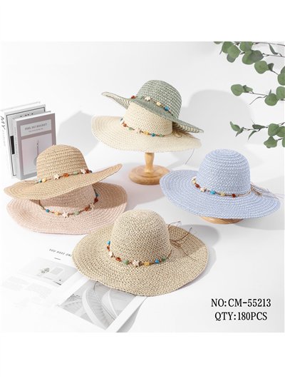 Sombrero de paja con abalorios 2