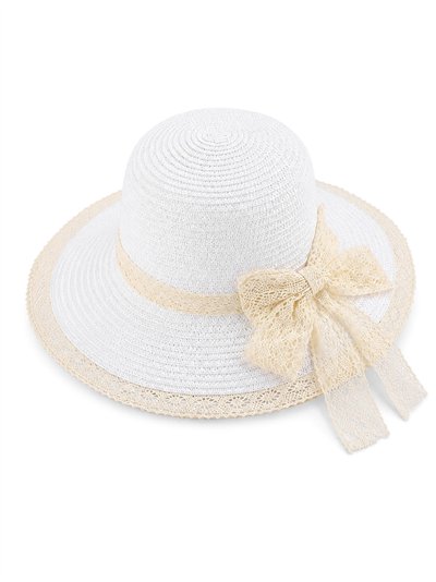 Sombrero rafia con lazo de encaje