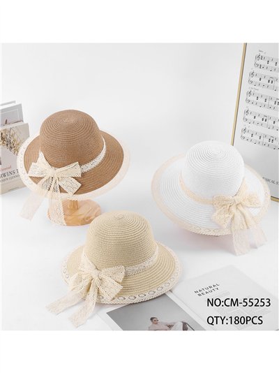 Sombrero rafia con lazo de encaje 2