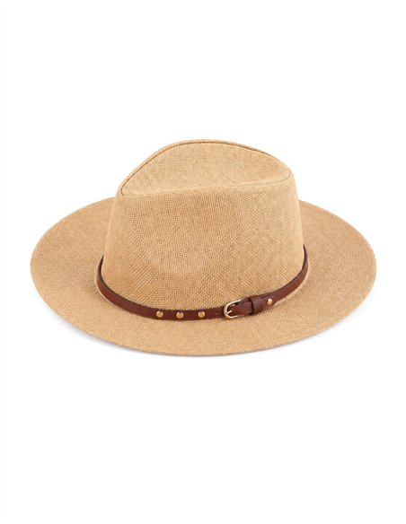 Cappello Fedora con nastro in similpelle