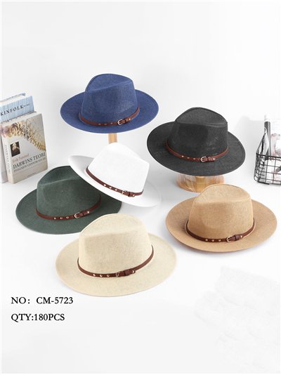 Sombrero fedora con cinta efecto piel 2