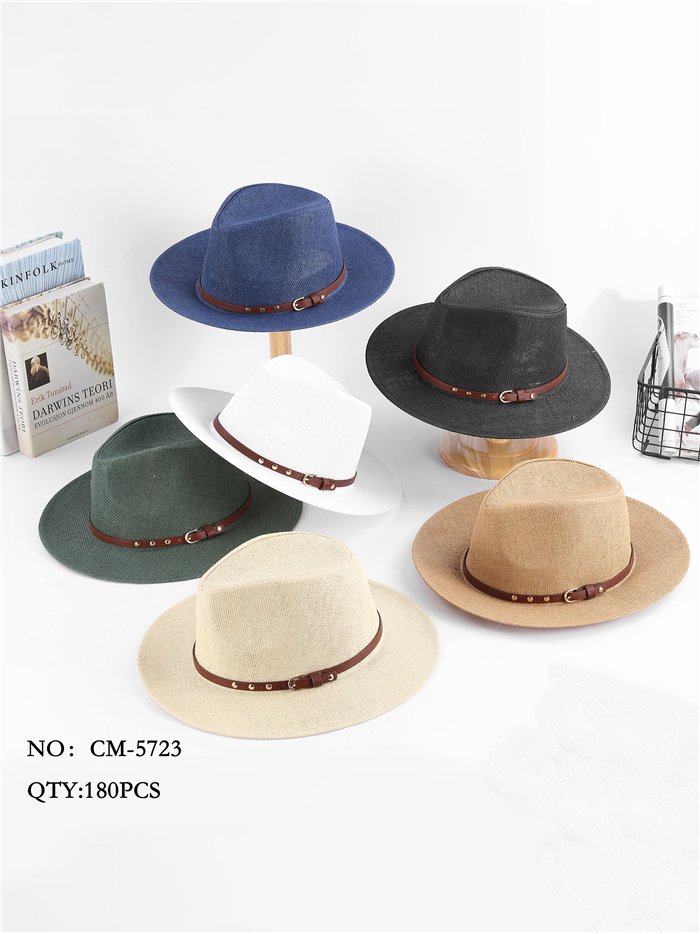 Cappello Fedora con nastro in similpelle