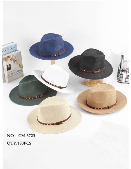 Cappello Fedora con nastro in similpelle