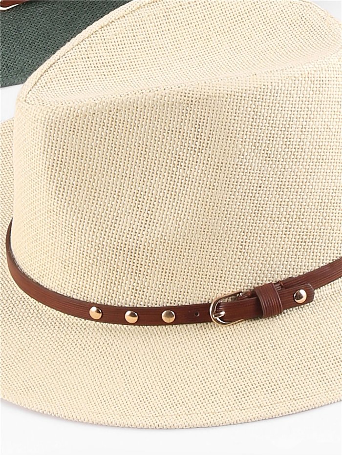 Cappello Fedora con nastro in similpelle