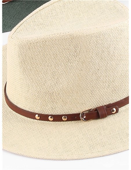 Cappello Fedora con nastro in similpelle