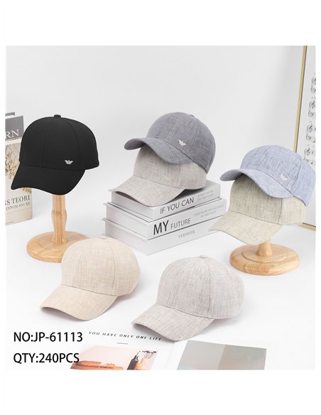 Casquette brodée effet lin