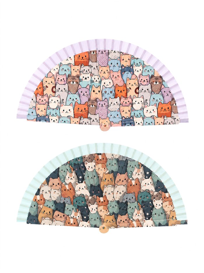 Abanico estampado gatos