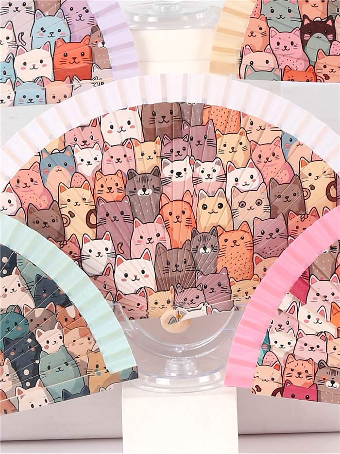Abanico estampado gatos