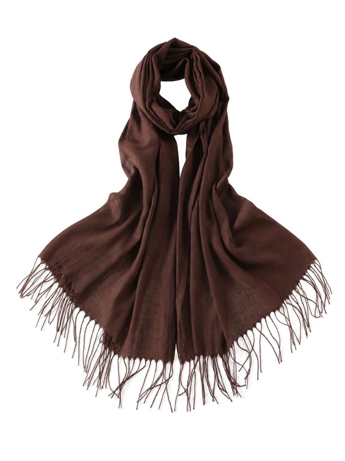 Pashmina lisa com franjas | BF-FUL-10074 | Atacado