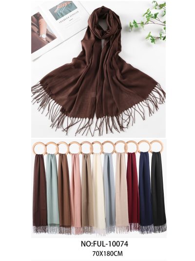 Pashmina lisa con flecos 2