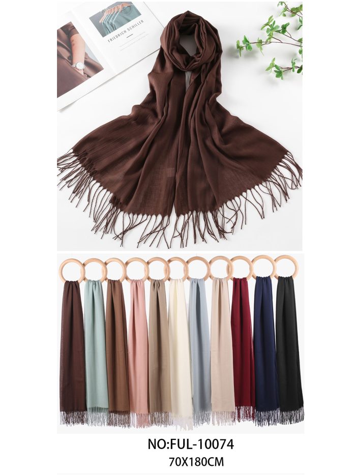 Pashmina lisa com franjas | BF-FUL-10074 | Atacado