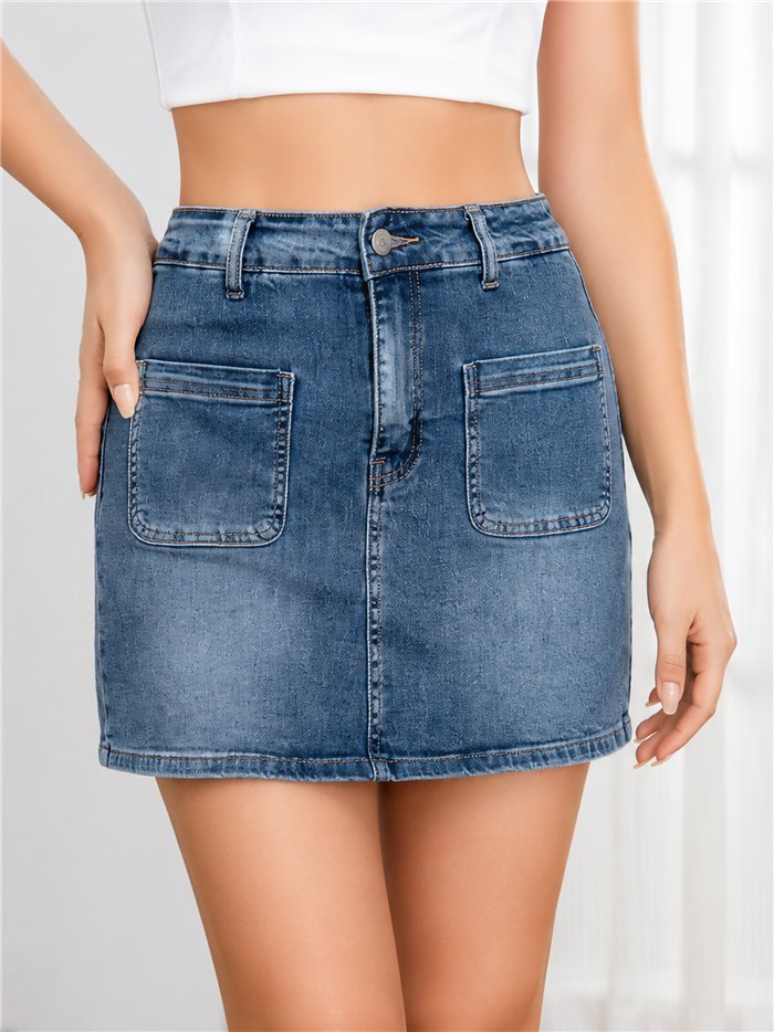 Falda pantalón vaquera bolsillos