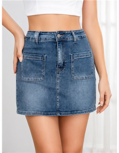 Falda pantalón vaquera bolsillos