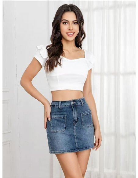 Falda pantalón vaquera bolsillos