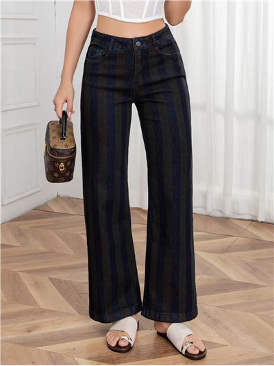 Jeans wide leg de rayas