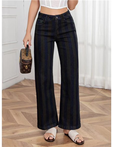 Jeans wide leg de rayas